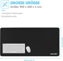 TECKNET XXL Gaming Mauspad Schwarz 900x400 mm Wasserdicht