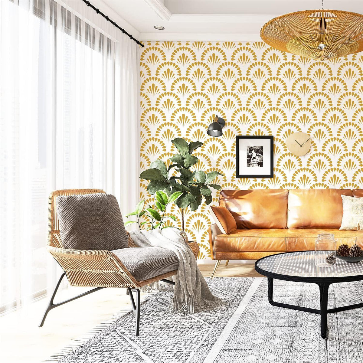 Selbstklebende Geometrische Gold Tapete 44.5x500cm für Bad & Küche