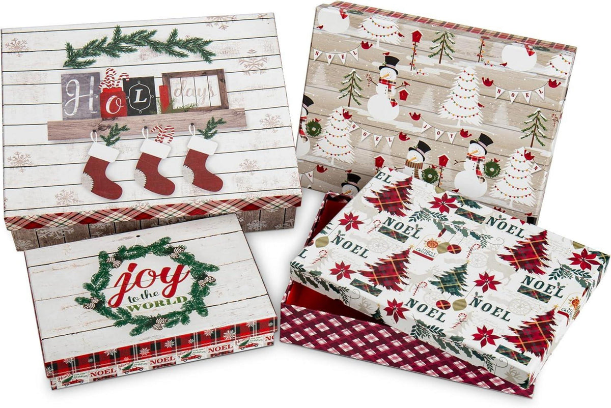Weihnachtsgeschenkbox Aufbewahrungsbox mit Deckel 4er Set Multicolor