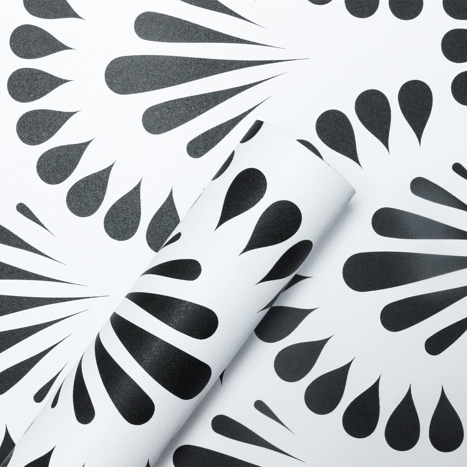 JOLIHOME Geometrische Selbstklebende Schwarz Wasserdichte Tapete 44.5x500cm