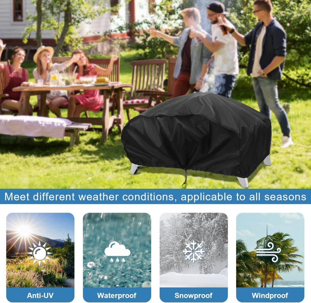 VANSHEIM Grill Abdeckhaube für Weber Q100/Q120 - Wetterfest 70x47cm
