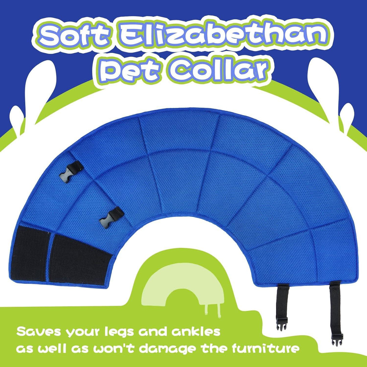 Halskrause Hund Leckschutz Schutzkragen Einstellbar Blau S/M/L/XL