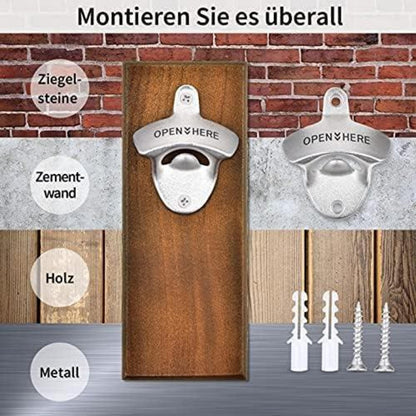 Flaschenöffner Wand Holz Magnet Bier Geschenk Männer Freund