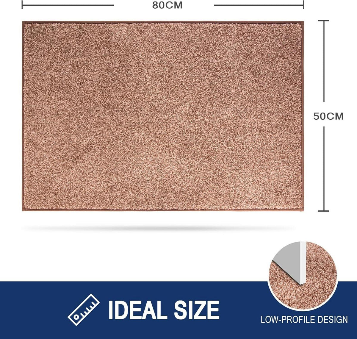 Schmutzfangmatte Innen 50x80cm rutschfeste Fußmatte Braun