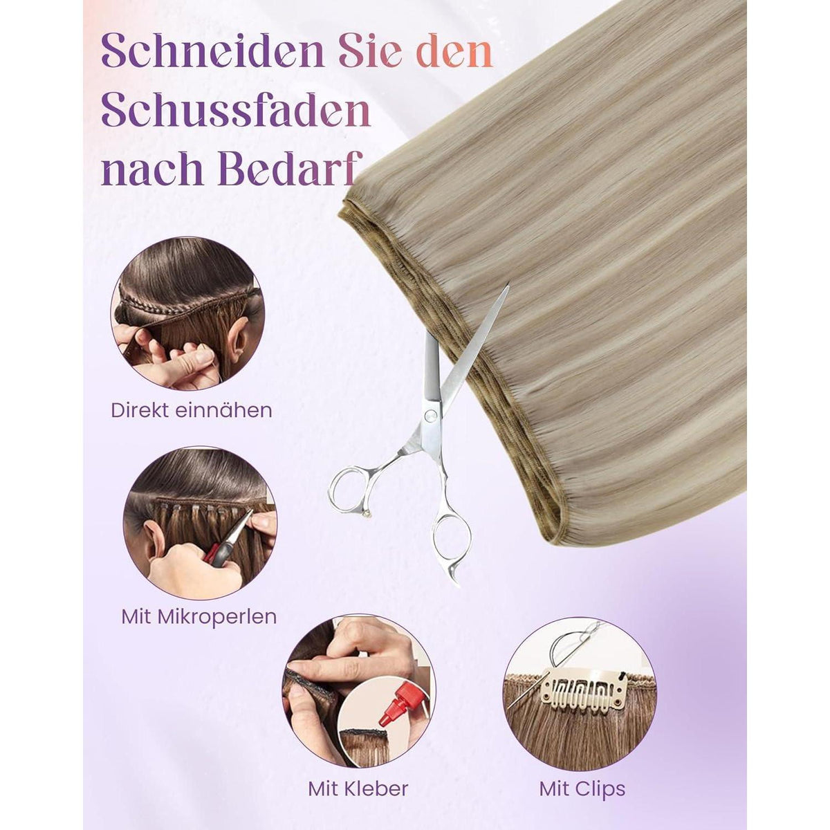 Echthaar Tressen Blond Highlight #P18/613 – 45cm, 100g