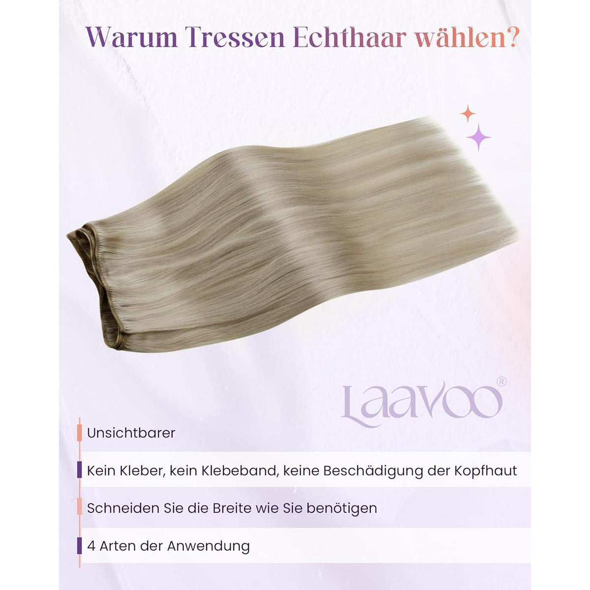 Echthaar Tressen Blond Highlight #P18/613 – 45cm, 100g