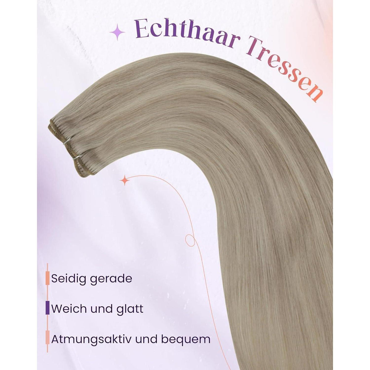 Echthaar Tressen Blond Highlight #P18/613 – 45cm, 100g