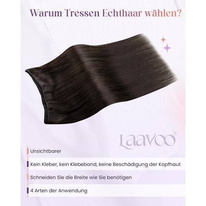 Dunkelbraune Echthaar Tressen 40cm - Remy Echthaar Extensions