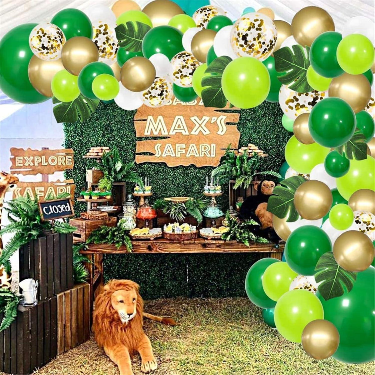 Luftballon Girlande Grün Dschungel Safari Geburtstag Deko