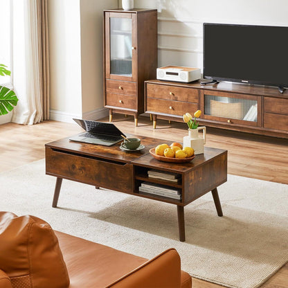 Couchtisch Höhenverstellbar Ausziehbar für Wohnzimmer Vintage Braun