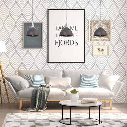 Moderne Selbstklebende Geometrische Tapete Silber Weiß 44,5x500cm