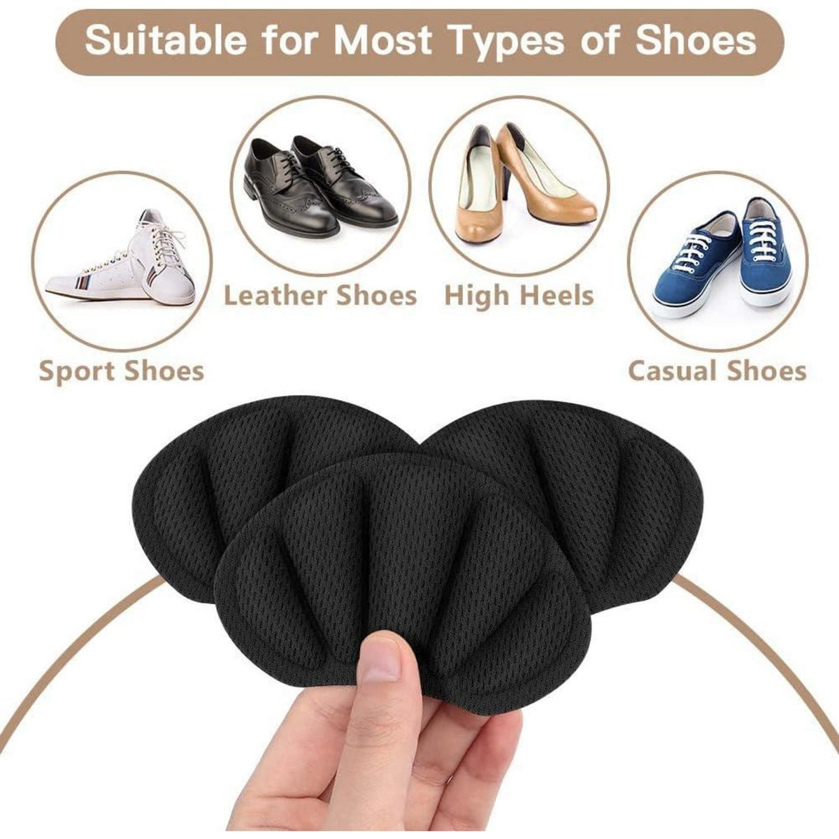 Sneaker Fersen Reparatur Patches, 3 Paar, Schwarz