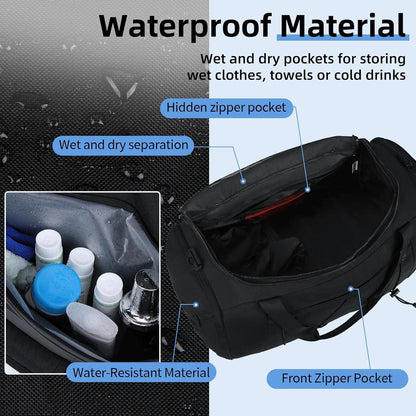 Sporttasche Herren Damen mit Schuhfach Nassfach 40L Schwarz
