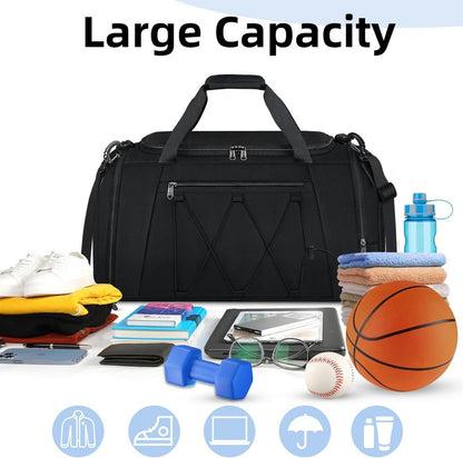 NUBILY Sporttasche Herren Damen 40L Wasserdicht Schwarz Gym Duffle Bag