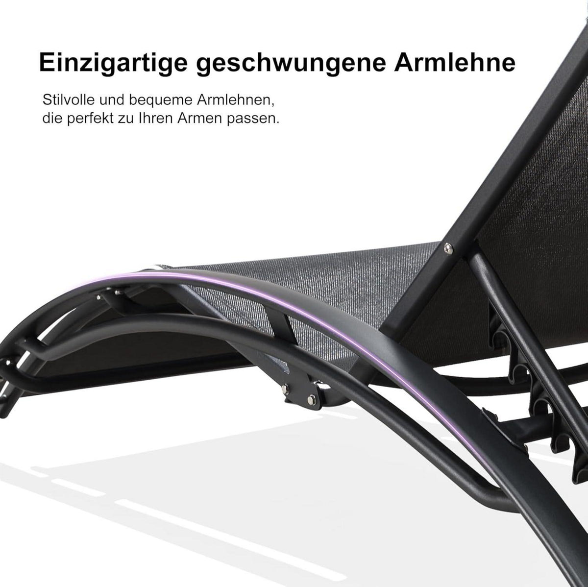 2er-Set Sonnenliege Aluminium Gartenliege Beistelltisch Kopfkissen