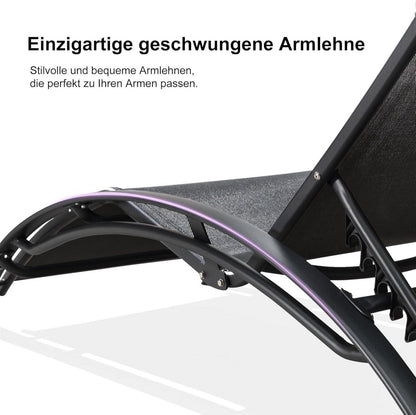 2er-Set Sonnenliege Aluminium Gartenliege Beistelltisch Kopfkissen