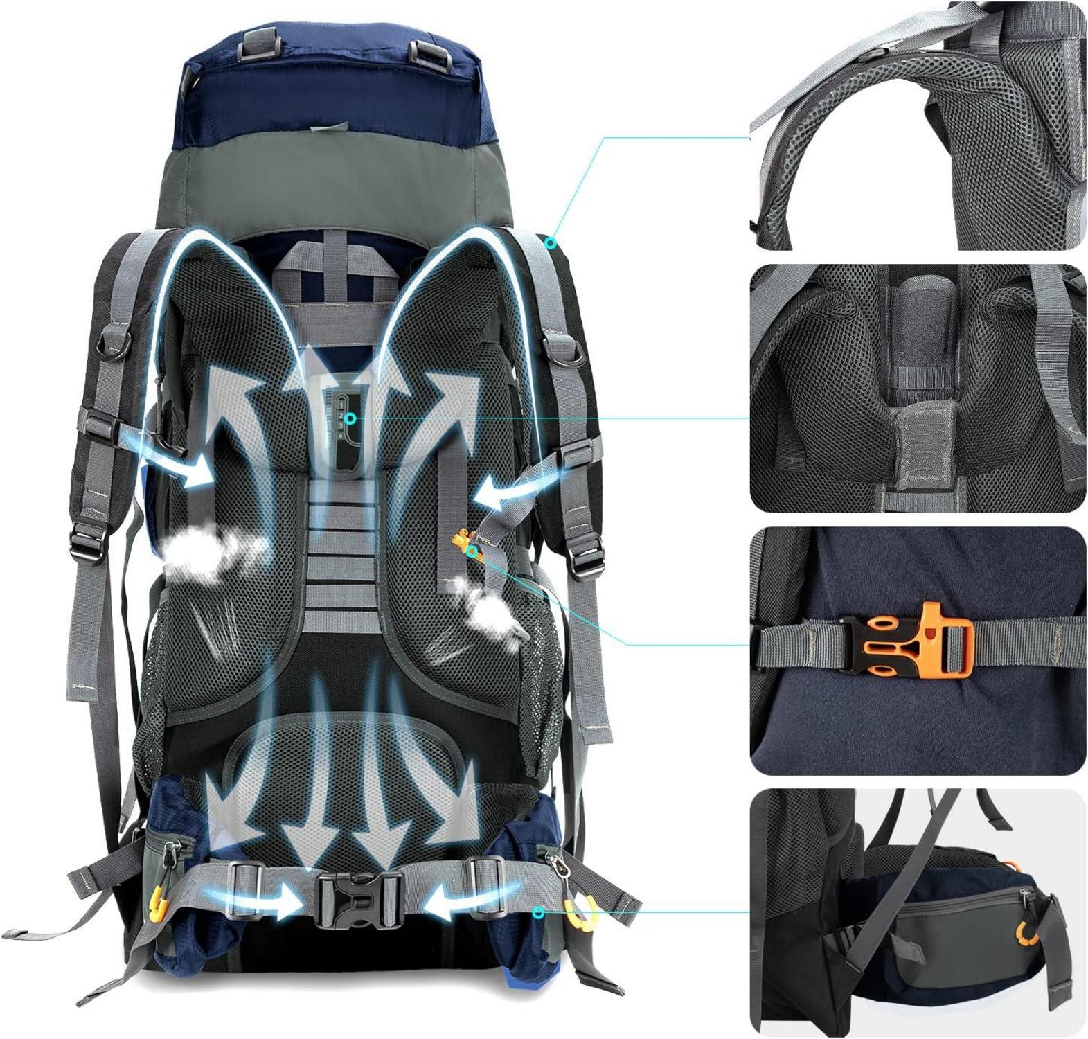 Night Cat Wanderrucksack 90L Blau für Camping Trekking Klettern