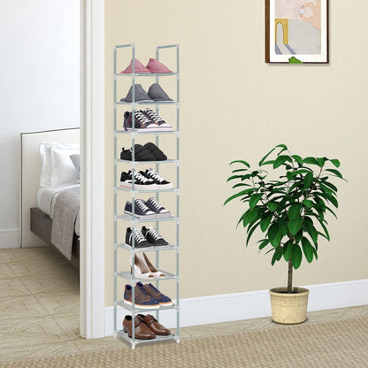 Vertikales Schuhregal 10 Ebenen schmales stapelbarer
