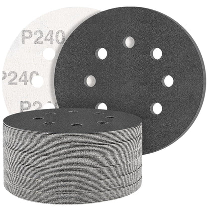 Schleifpapier 125mm Klett 240er Körnung, 50 Stück, Nass/Trocken