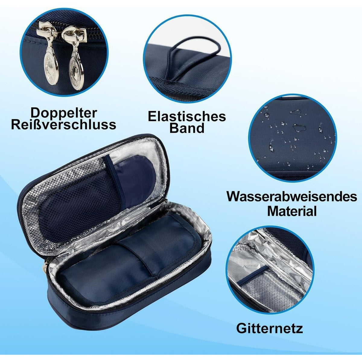 Insulin Kühltasche Reise mit 3 Kühlakkus für Diabetiker