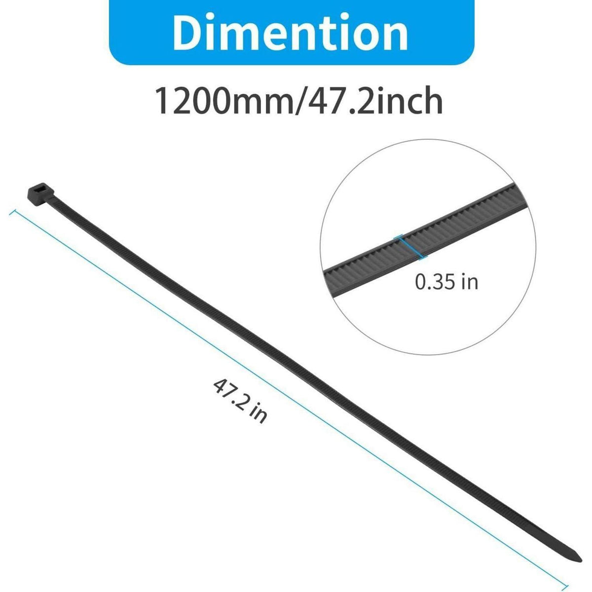 25x Lange Kabelbinder 1200mm – Weiß, 80kg Zugfestigkeit