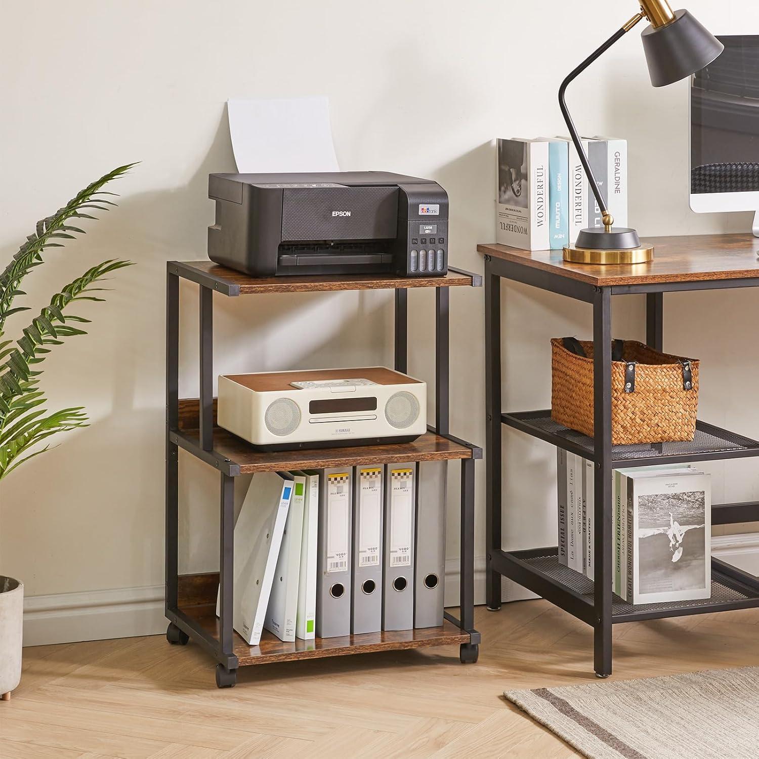 2-Tier Printer Stand with Wheels for Home Office Organization