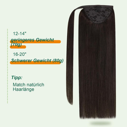 Brauner Echthaar Pferdeschwanz – 35cm, Remy, Natürliches Aussehen
