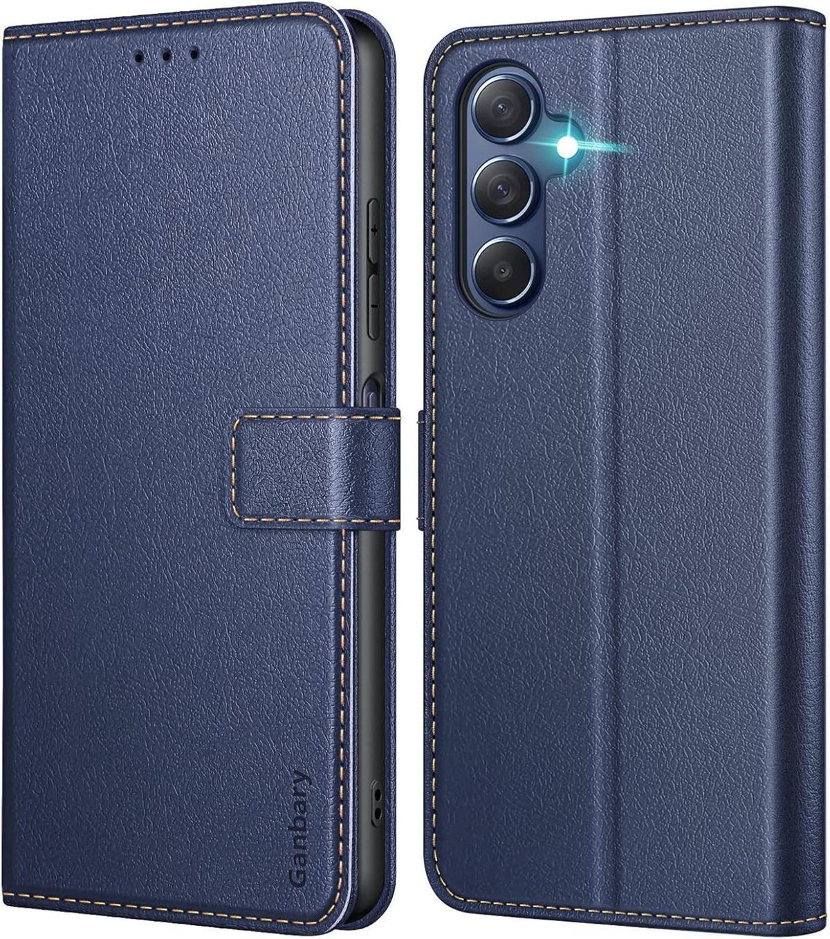 Samsung Galaxy M54 Handyhülle Leder Klapphülle Blau Magnetverschluss