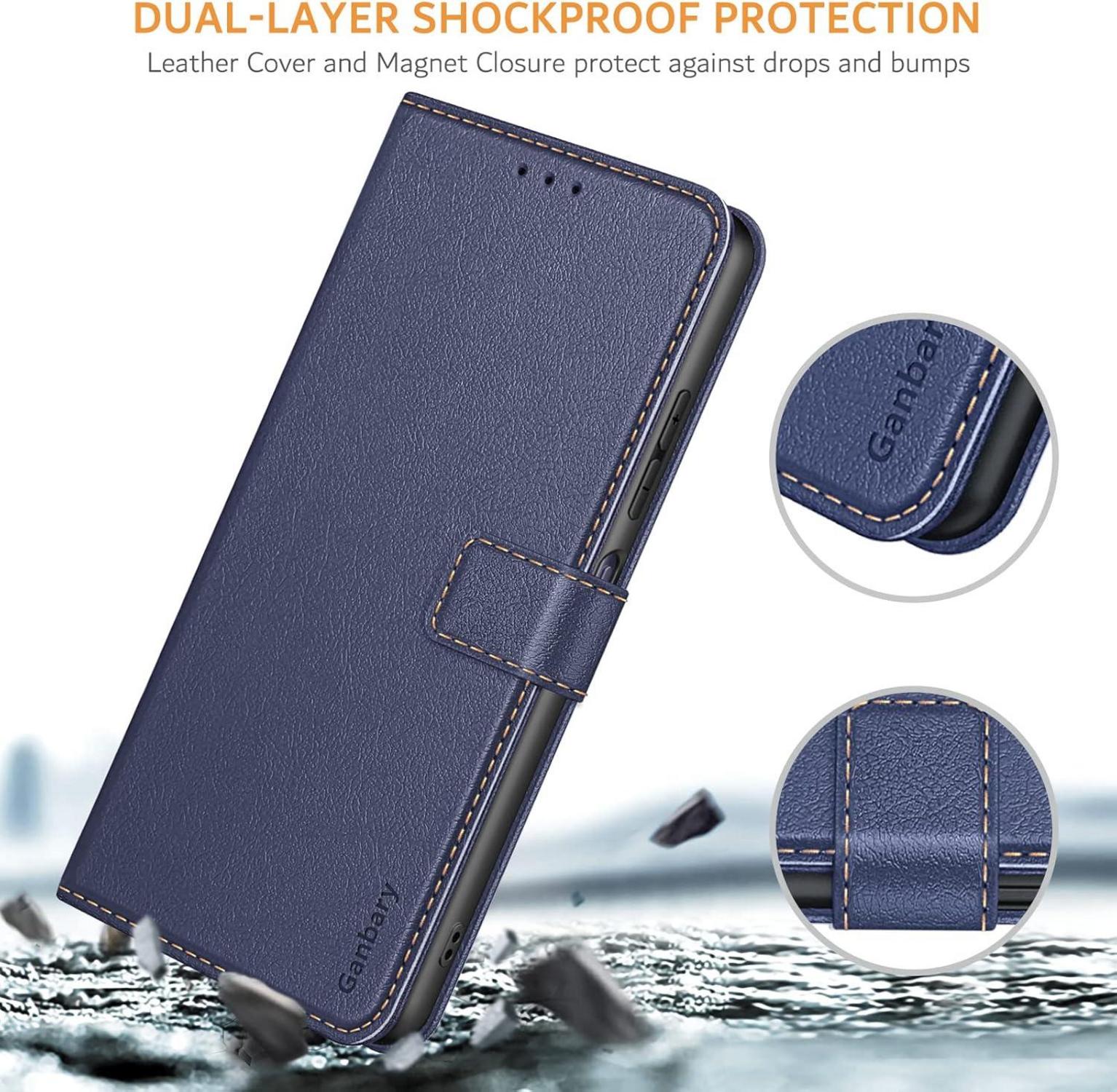 Samsung Galaxy M54 Handyhülle Leder Flip Cover Blau Wallet Case