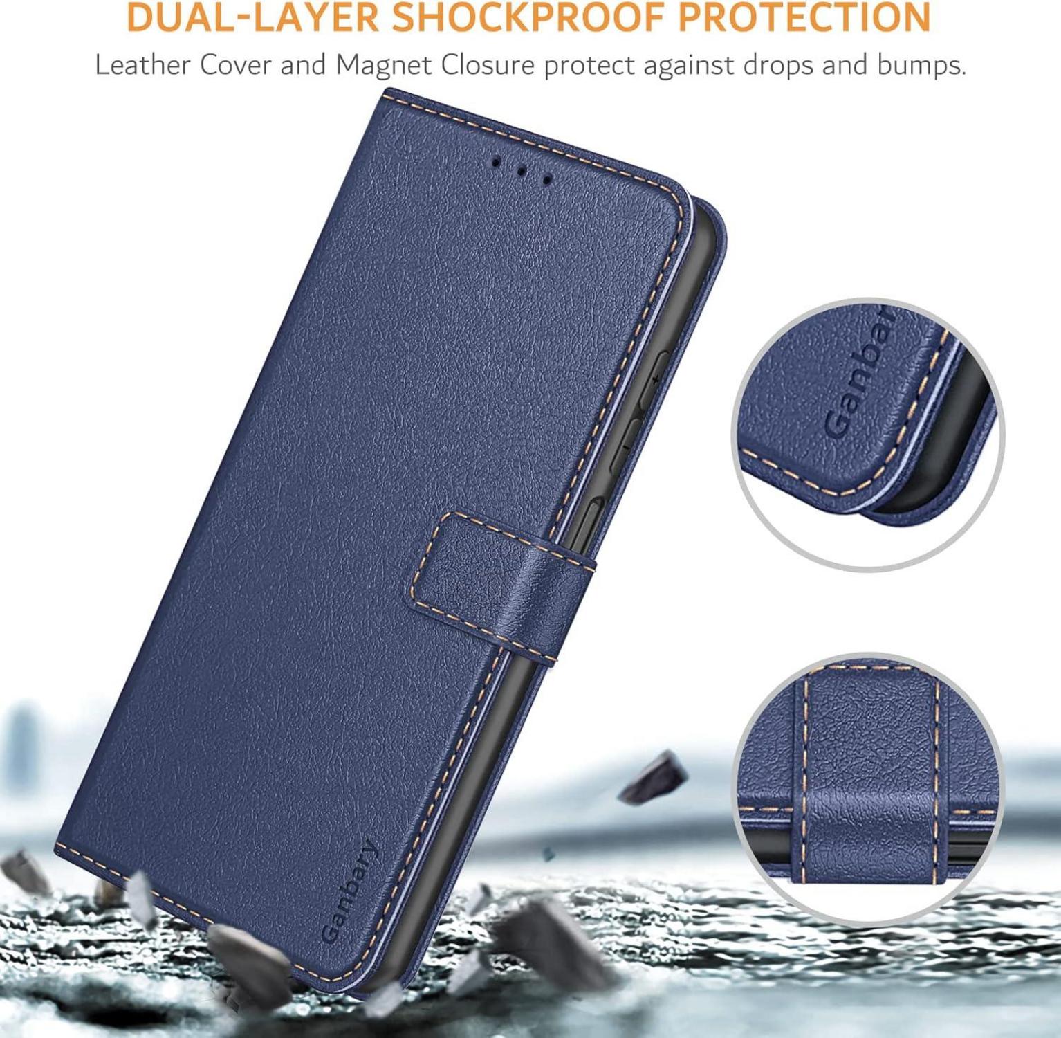 Handyhülle für Xiaomi 13 Lite Leder Klapphülle Blau mit Kartenschlitzen