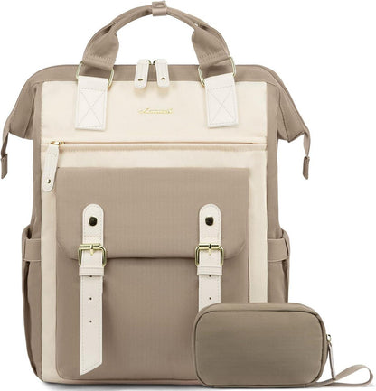 Moderner Damenrucksack 17 Zoll Laptop Wasserdicht Beige