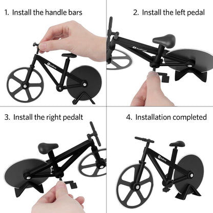 Fahrrad Pizzaschneider mit Antihaftbeschichtung Edelstahl 19cm neu schwarz