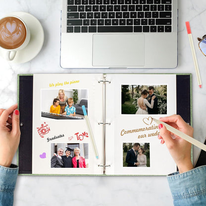 AIOR Fotoalbum Selbstklebend 60 Weißen Seiten DIY Scrapbook Hochzeit