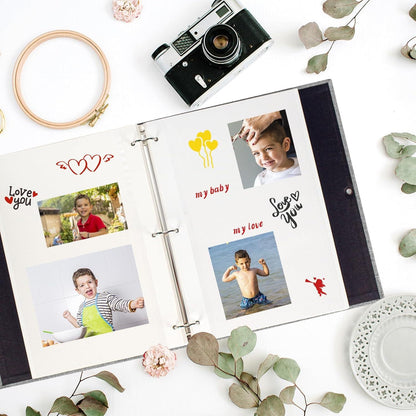 Selbstklebendes Fotoalbum Leinen Scrapbook 60 Weiße Seiten Retro Nachfüllbar