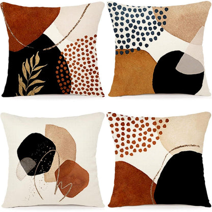 4er Set Kissenbezüge Leinen 45x45 - Modernes Boho Design