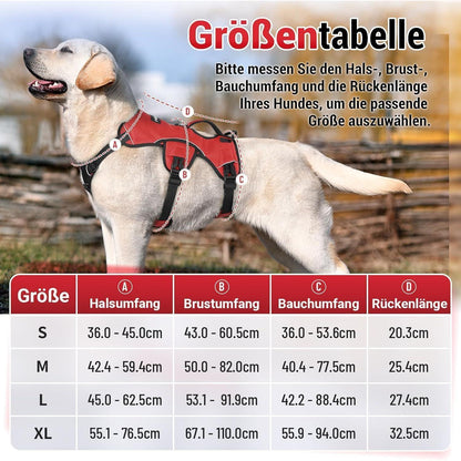 Ausbruchsicheres Hundegeschirr mit Griff, Rot M
