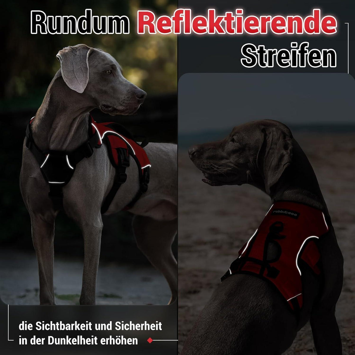 Ausbruchsicheres Hundegeschirr mit Griff, Rot M