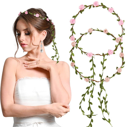 Blumenkranz Haarband Blumenkrone Damen Mädchen Hochzeit Party rosa