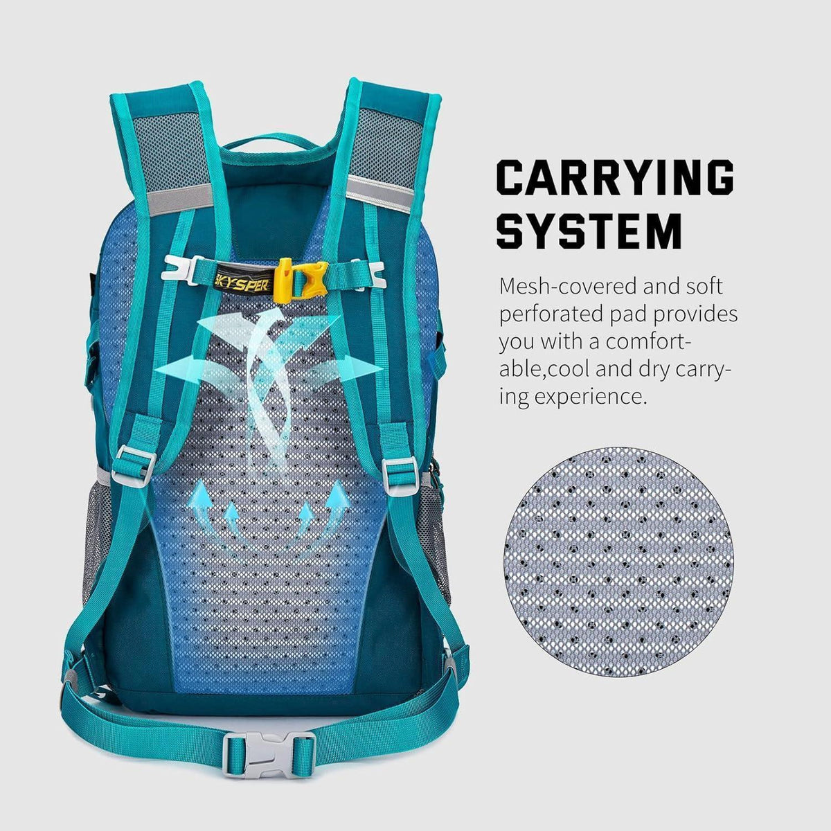 Leichter Wanderrucksack 20L mit Rückenbelüftung & Notfallguide Cyan