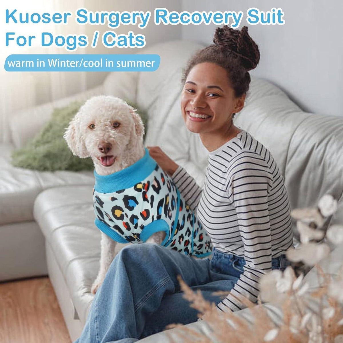 Hundebody nach OP Katze Hund, Atmungsaktiv, Kastration, XS-2XL, Hellblau