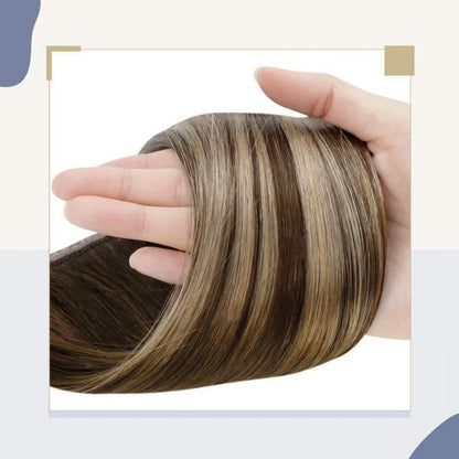 Echthaar Zopf Extension Balayage Braun Ombre Blond 30cm