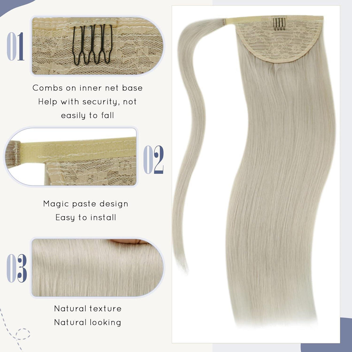 Blond Echthaar Pferdeschwanz Extension #60 – 45cm, 80g