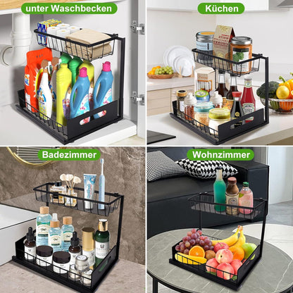 Unterspülbecken Organizer 2 Etagen Gewürzregal Küchenregal Platzsparend