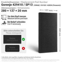 Siegvoller Filter für Gorenje SP13 D9866E Panasonic Hisense