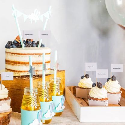 300 Weiße Zahnstocher Flaggen zum Beschriften – Buffet & Party