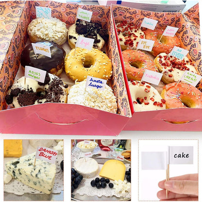 300 Weiße Zahnstocher Flaggen zum Beschriften – Buffet & Party