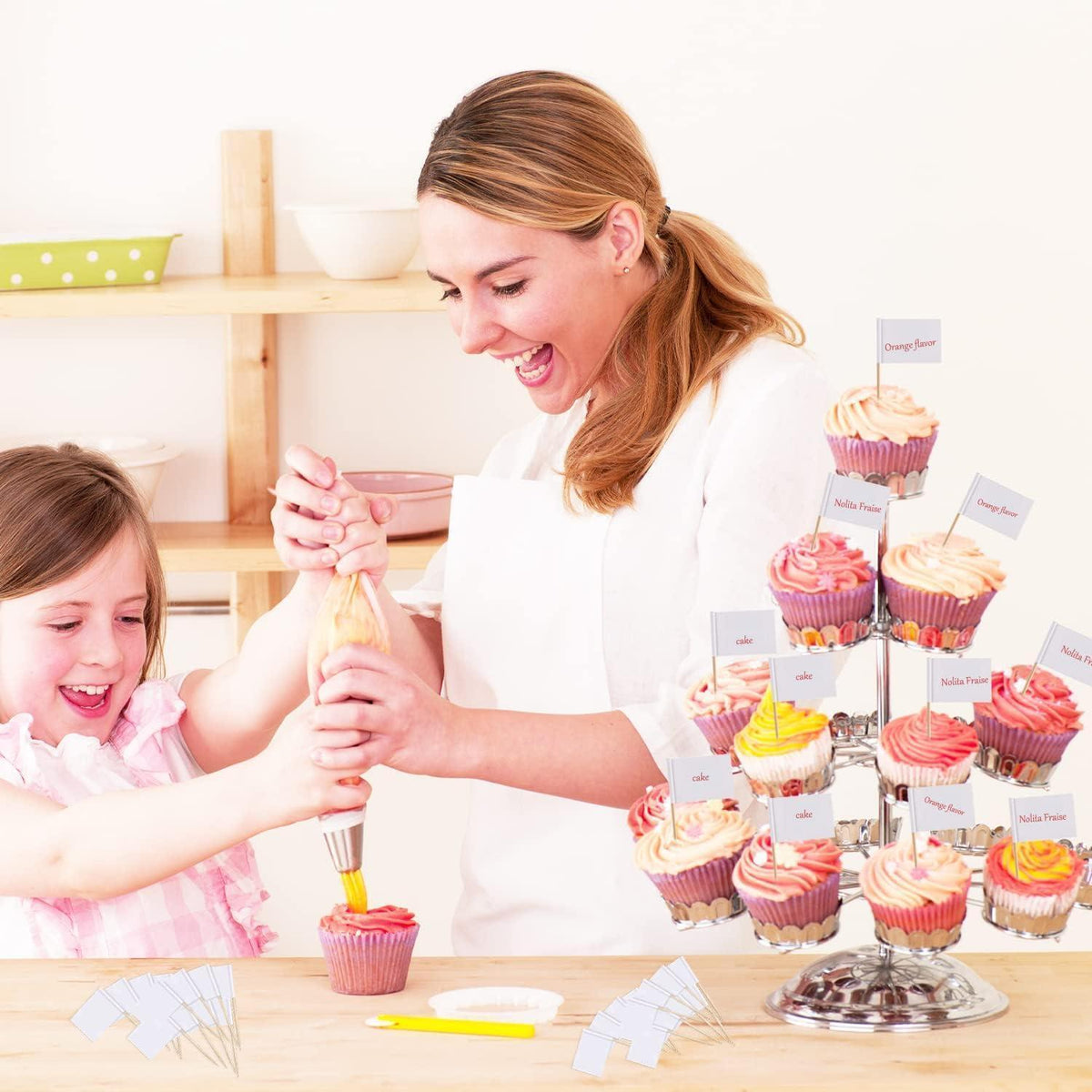 300 Weiße Zahnstocher Flaggen zum Beschriften – Buffet & Party