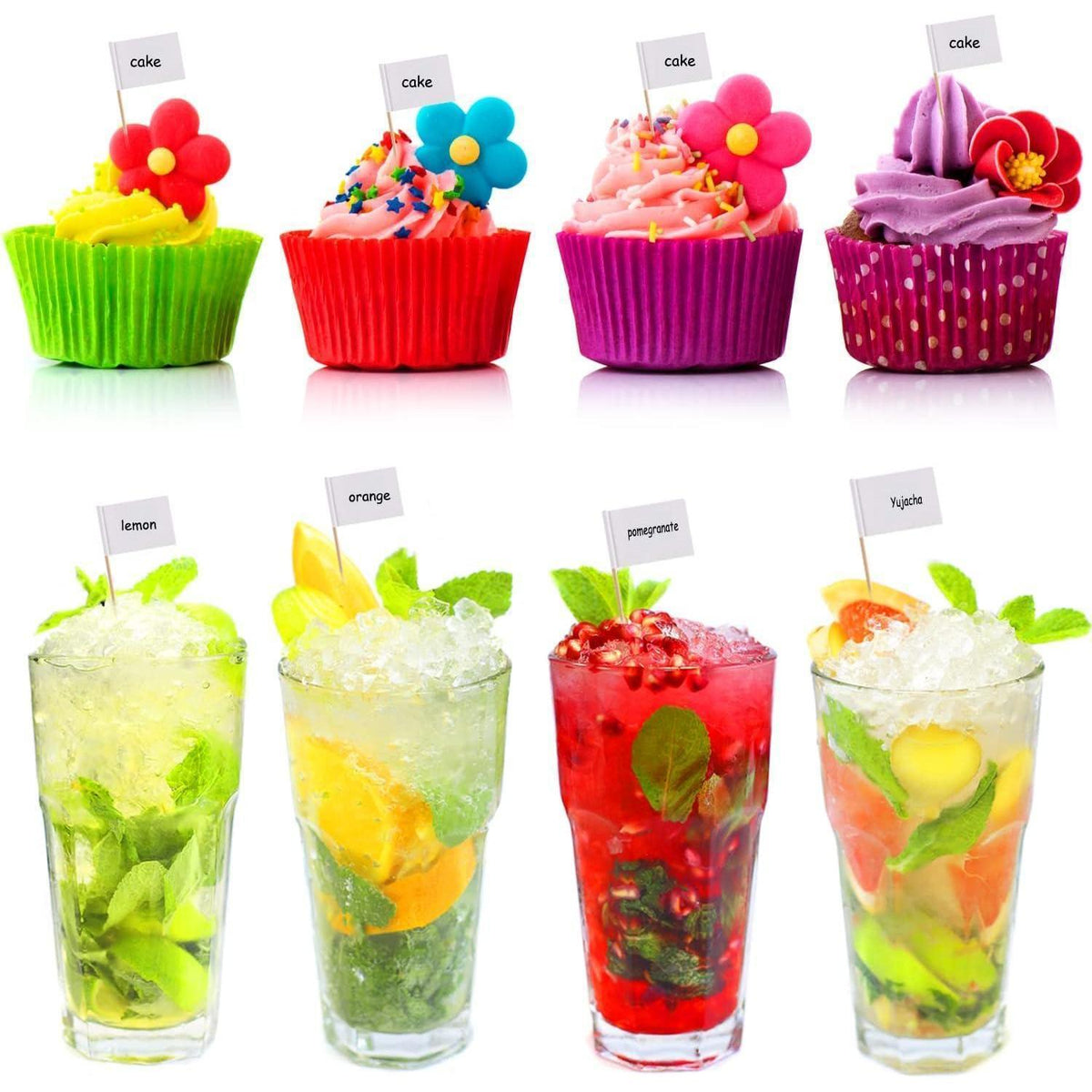 300 Weiße Zahnstocher Flaggen zum Beschriften – Buffet & Party