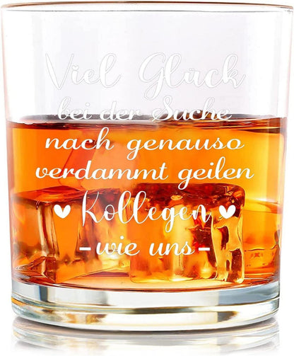 Abschiedsgeschenk Whiskeygläser Viel Glück für Kollegen 300ml