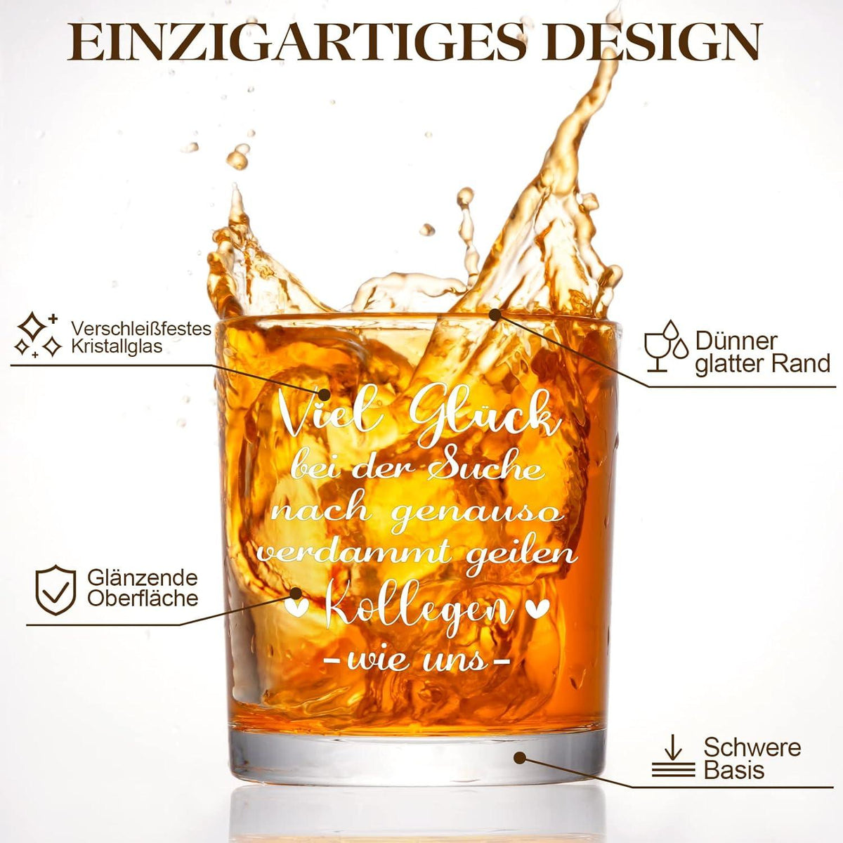 Whiskeygläser Abschiedsgeschenk Kollegen Glück 300ml